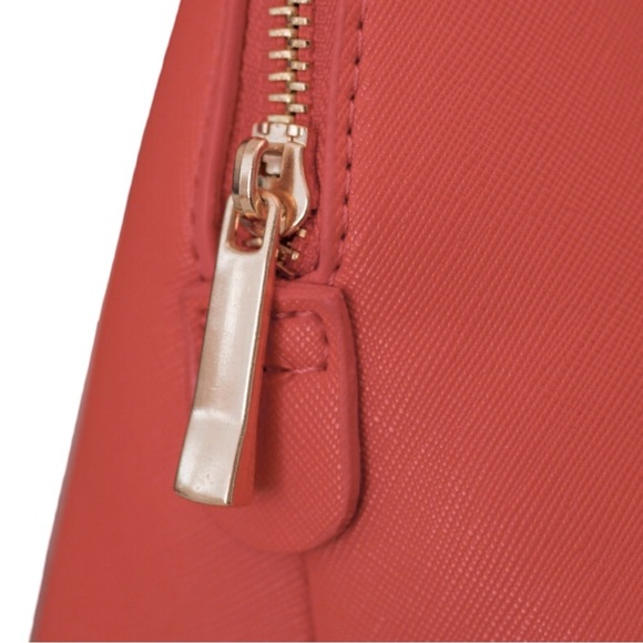 Coral Leather Makeup Cosmetic Travel Bag - Picture 8 of 9